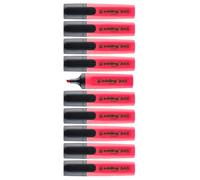 Edding 345 surligneurs - rouge - 10 stylos - Pointe biseautée 2-5 mm - parfait pour des marquages et des surlignages lumineux de textes et notes
