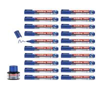 Edding 360 Marqueur pour Tableaux Blancs - Bleu - Boîte de Recharge de 20 Stylos - Pointe Ronde 1,5-3 mm - Feutre Effaçable - pour Tableaux Blanc, Mémo et Chevalet de Conférence - Rechargeable