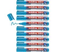 Edding 360 Marqueur pour tableaux blancs - bleu clair - 10 stylos - pointe ronde 1,5-3 mm - feutre effaçable - pour tableaux blanc, magnétique, mémo et chevalet de conférence - sketchnotes