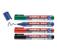 Edding 360 Marqueur Pour Tableaux Blancs - Multi-Couleur - 4 Stylos - Pointe Ronde 1,5-3 Mm - Feutre Effaçable - Pour Tableaux Blanc, Magnétique, Mémo Et Chevalet De Conférence - Rechargeable