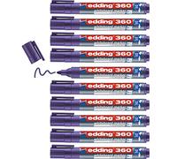 Edding 360 Marqueur pour tableaux blancs - violet - 10 stylos - pointe ronde 1,5-3 mm - feutre effaçable - pour tableaux blanc, magnétique, mémo et chevalet de conférence - sketchnotes