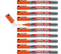 Edding 361 Marqueur pour tableaux blancs - orange - 10 stylos - pointe ronde 1 mm - feutre effaçable - pour tableaux blanc, magnétique, mémo et chevalet de conférence - sketchnotes