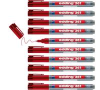 Edding 361 Marqueur pour tableaux blancs - rouge - 10 stylos - pointe ronde 1 mm - feutre effaçable - pour tableaux blanc, magnétique, mémo et chevalet de conférence - sketchnotes - rechargeable