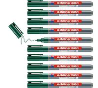 Edding 361 Marqueur pour tableaux blancs - vert - 10 stylos - pointe ronde 1 mm - feutre effaçable - pour tableaux blanc, magnétique, mémo et chevalet de conférence - sketchnotes - rechargeable