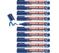 edding 363 Marqueur pour tableaux blancs - bleu - 10 stylos - pointe biseautée 1-5 mm - feutre effaçable - pour tableaux, blanc, magnétique, mémo et chevalet de conférence - sketchnotes - rechargeable