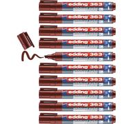 Edding 363 Marqueur pour tableaux blancs - marron - 10 stylos - pointe biseautée 1-5 mm - feutre effaçable - pour tableaux, blanc, magnétique, mémo et chevalet de conférence - sketchnotes