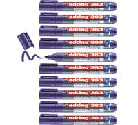 Edding 363 Marqueur pour tableaux blancs - violet - 10 stylos - pointe biseautée 1-5 mm - feutre effaçable - pour tableaux, blanc, magnétique, mémo et chevalet de conférence - sketchnotes