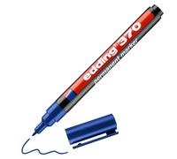 Edding 370 Marqueur permanent - Bleu - 1 stylo - Pointe ronde fine 1 mm - Imperméable, sèche vite - Marqueur polyvalent universel - pour carton, plastique, bois, métal, verre, pierre, toile
