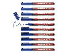 edding 370 Marqueur permanent - Bleu - 10 stylos - Pointe ronde fine 1 mm - Imperméable, sèche vite - Marqueur polyvalent universel - pour carton, plastique, bois, métal, verre, pierre, toile