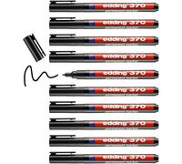 Edding 370 Marqueur Permanent - Noir - 10 Stylos - Pointe Ronde Fine 1 Mm - Imperméable, Sèche Vite - Marqueur Polyvalent Universel - Pour Carton, Plastique, Bois, Métal, Verre, Pierre, Toile