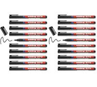 Edding 370 Marqueur permanent - Noir - 10 stylos - Pointe ronde fine 1 mm - Imperméable, sèche vite - Marqueur polyvalent universel - pour carton, plastique, bois, métal, verre, pierre, toile