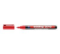 edding 370 Marqueur permanent - Rouge - 1 stylo - Pointe ronde fine 1 mm - Imperméable, sèche vite - Marqueur polyvalent universel - pour carton, plastique, bois, métal, verre, pierre, toile