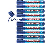 edding 380 Marqueur pour chevalets - bleu - 10 marqueurs - pointe ronde 1,5-3 mm - marqueur pour écrire, dessiner et marquer sur du papier pour tableau de conférence - ne déborde pas - ne sèche pas