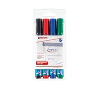 Edding 380 Marqueur pour chevalets - étui de 4 - noir, rouge, bleu, vert - pointe ronde 1,5-3 mm - marqueur pour écrire, dessiner et marquer sur du papier pour tableau de conférence - ne déborde pas