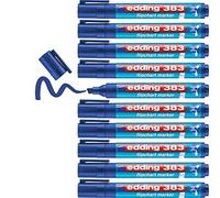 edding 383 Marqueur pour chevalets - bleu - 10 marqueurs - pointe biseautée 1-5 mm - marqueur pour écrire, dessiner et marquer sur du papier pour tableau de conférence - ne déborde pas - ne sèche pas