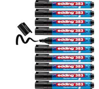 edding 383 Marqueur pour chevalets - noir - 10 marqueurs - pointe biseautée 1-5 mm - marqueur pour écrire, dessiner et marquer sur du papier pour tableau de conférence - ne déborde pas - ne sèche pas