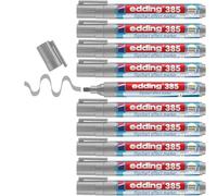 edding 385 Marqueur chevalet pour effets - gris - boîte de 10 - pointe pinceau flexible 1-5 mm - marqueur pour souligner, ombrer et marquer sur des tableaux de conférence - ne passe pas à travers