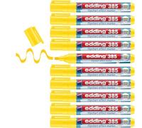 Edding 385 Marqueur chevalet pour effets - jaune - boîte de 10 - pointe pinceau flexible 1-5 mm - marqueur pour surligner, ombrer et marquer sur des feuilles de flipchart - ne déteint pas