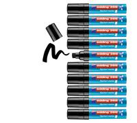 edding 388 Marqueur pour chevalets - noir - 10 marqueurs - pointe biseautée 4-12 mm - marqueur pour écrire, dessiner et marquer sur du papier pour tableau de conférence - ne déborde pas - ne sèche pas
