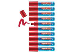 edding 388 Marqueur pour chevalets - rouge - 10 marqueurs - pointe biseautée 4-12 mm - marqueur pour écrire, dessiner et marquer sur du papier pour tableau de conférence - ne déborde pas -ne sèche pas