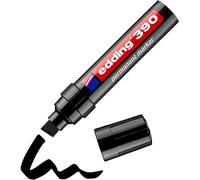 Edding 390 Marqueur Permanent - Noir - 1 Stylo - Pointe Biseautée Épaisse 4-12 Mm - Imperméable, Sèche Vite - Marqueur Polyvalent Universel - Pour Carton, Plastique, Bois, Métal, Verre, Pierre, Toile