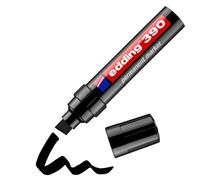 edding 390 Marqueur permanent - Noir - 1 stylo - Pointe biseautée épaisse 4-12 mm - Imperméable, sèche vite - Marqueur polyvalent universel - pour carton, plastique, bois, métal, verre, pierre, toile