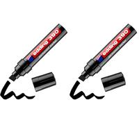 Edding 390 Marqueur permanent - Noir - 1 stylo - Pointe biseautée épaisse 4-12 mm - Imperméable, sèche vite - Marqueur polyvalent universel - pour carton, plastique, bois, métal, verre, pierre, toile