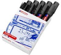 edding 390 Marqueur permanent - Noir - 10 stylos - Pointe biseautée épaisse 4-12 mm - Imperméable, sèche vite - Marqueur polyvalent universel - pour carton, plastique, bois, métal, verre, toile