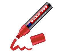 edding 390 Marqueur permanent - Rouge - 1 stylo - Pointe biseautée épaisse 4-12 mm - Imperméable, sèche vite - Marqueur polyvalent universel - pour carton, plastique, bois, métal, verre, pierre, toile