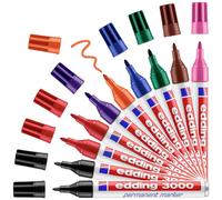 Edding 4-3000-10999 Marqueur permanent noir, rouge, bleu, vert, orange, marron,