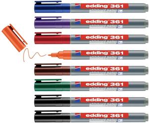 Edding 4-361-8-S2999 Set de marqueurs pour tableau blanc noir, rouge, bleu, vert, orange, marron, violet 8 pc(s)