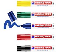 Edding 4-800999 Marqueur permanent noir, rouge, bleu, vert, jaune résiste à l'eau: oui