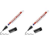 Edding 400 Marqueur permanent - noir - 1 stylo - pointe ronde fine 1 mm - sèche vite, résiste à l'eau et aux frottements - pour carton, plastique, bois, métal, verre (Lot de 2)