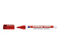 Edding 400 Marqueur Permanent - Rouge - 10 Stylos - Pointe Ronde Fine 1 Mm - Sèche Vite, Résiste À L'eau Et Aux Frottements - Pour Carton, Plastique, Bois, Métal, Verre