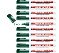 edding Marqueur permanent 400 – pointe ronde fine 1 mm, sèche vite, résiste à l'eau – Lot 10 Vert