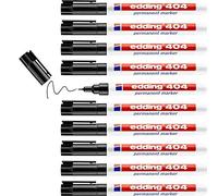 edding 404 Marqueur permanent - noir - 10 stylos - pointe ronde fine,75 mm - sèche vite, résiste à l'eau et aux frottements - pour carton, plastique, bois, métal, verre