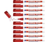 edding 404 Marqueur permanent - rouge - 10 stylos - pointe ronde fine,75 mm - sèche vite, résiste à l'eau et aux frottements - pour carton, plastique, bois, métal, verre