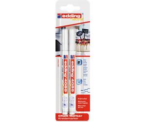EDDING 4085/2W - Marqueur craie, 1-2 mm, blanc, lot de 2