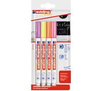 Edding Marqueur craie 4085 – Couleurs néon (framboise, jaune, orange, rose) 1–2 mm – Lot 4