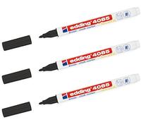 edding 4085 Marqueur à craie - Pointe ogive 1-2 mm - Feutre à craie fine effaçable pour tableau noir - Pour écrire sur les fenêtres, le verre, le miroir - Marqueur tableau avec couleurs opaques (3