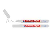 Edding 4085 Marqueur craie liquide - blanc - 2 feutres craie liquide - pointe ronde 1-2 mm - feutre craie effacable pour écrire sur les vitres,le verre - feutre craie ardoise aux couleurs opaques