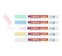 Edding 4085 Marqueur Craie Liquide - Jaune, Vert, Rose, Bleu, Blanc (Pastel) - Étui De 5 Feutres - 1-2 Mm - Feutre Craie Effacable Pour Écrire Sur Les Vitres -Feutre Craie Ardoise Aux Couleurs Opaques