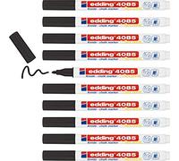 edding 4085 Marqueur craie liquide - noir - 10 feutres liquides - pointe ronde 1-2 mm - feutre craie effacable pour écrire sur les vitres,le verre - feutre ardoise aux couleurs opaques