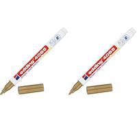 Edding 4085 Marqueur craie liquide - or - 1 feutre liquide - pointe ronde 1-2 mm - feutre craie effacable pour écrire sur les vitres,le verre - feutre ardoise aux couleurs opaques (Lot de 2)