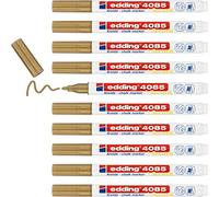 edding 4085 Marqueur craie liquide - or - 10 feutres liquides - pointe ronde 1-2 mm - feutre craie effacable pour écrire sur les vitres,le verre - feutre ardoise aux couleurs opaques