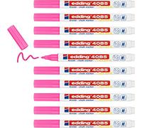 edding 4085 Marqueur craie liquide - rose fluorescent - 10 feutres craie liquide - 1-2 mm - feutre craie effacable pour écrire sur les vitres,le verre - feutre craie ardoise aux couleurs opaques