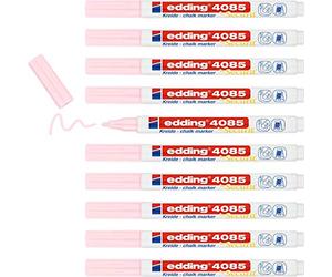 edding 4085 Marqueur craie liquide - rose pastel - 10 feutres liquides - 1-2 mm - feutre craie effacable pour écrire sur les vitres,le verre - feutre ardoise aux couleurs opaques
