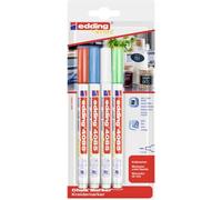 edding Marqueur craie liquide 4085 1–2 mm pointe ogive – lot 4 (bleu, vert fluorescent, rouge, blanc)