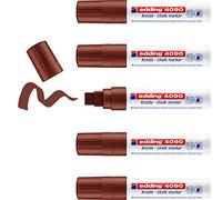 edding 4090 Marqueur craie liquide - marron - 5 feutres craie liquide - pointe biseautée 4-15mm - feutre craie effacable pour écrire sur les vitres,le verre - feutre craie ardoise aux couleurs opaques