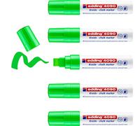 Edding 4090 Marqueur Liquide - Vert Clair - 5 Feutres Liquides - 4-15 mm - Effaçable sur Vitres et Verre - Ardoise aux Couleurs Opaques